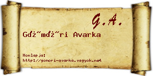 Gömöri Avarka névjegykártya